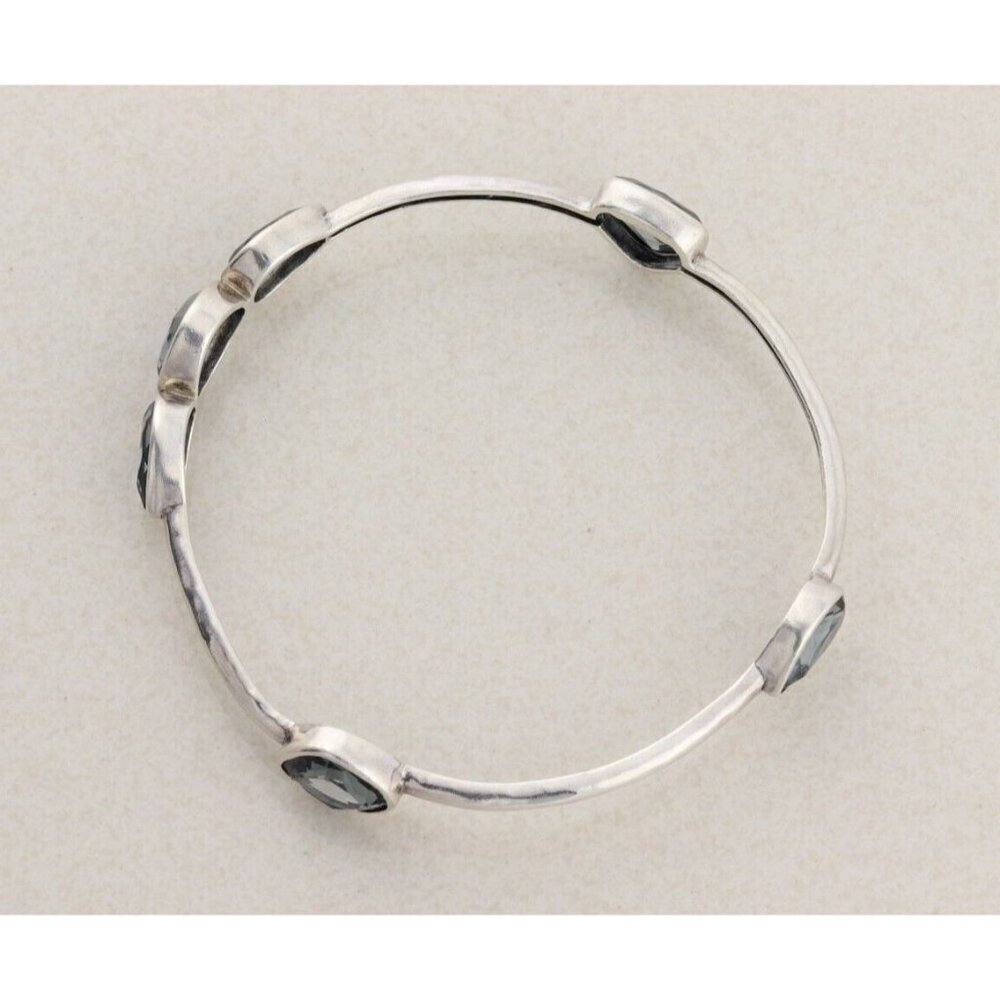 Sterling Silver Blue Glass Admire Bangle Bracelet 8" Silpada - Picture 8 of 8